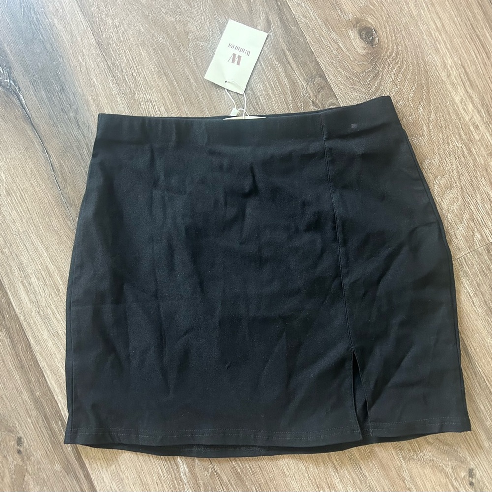 Womens High Waist Bodycon Mini Skirt with slit